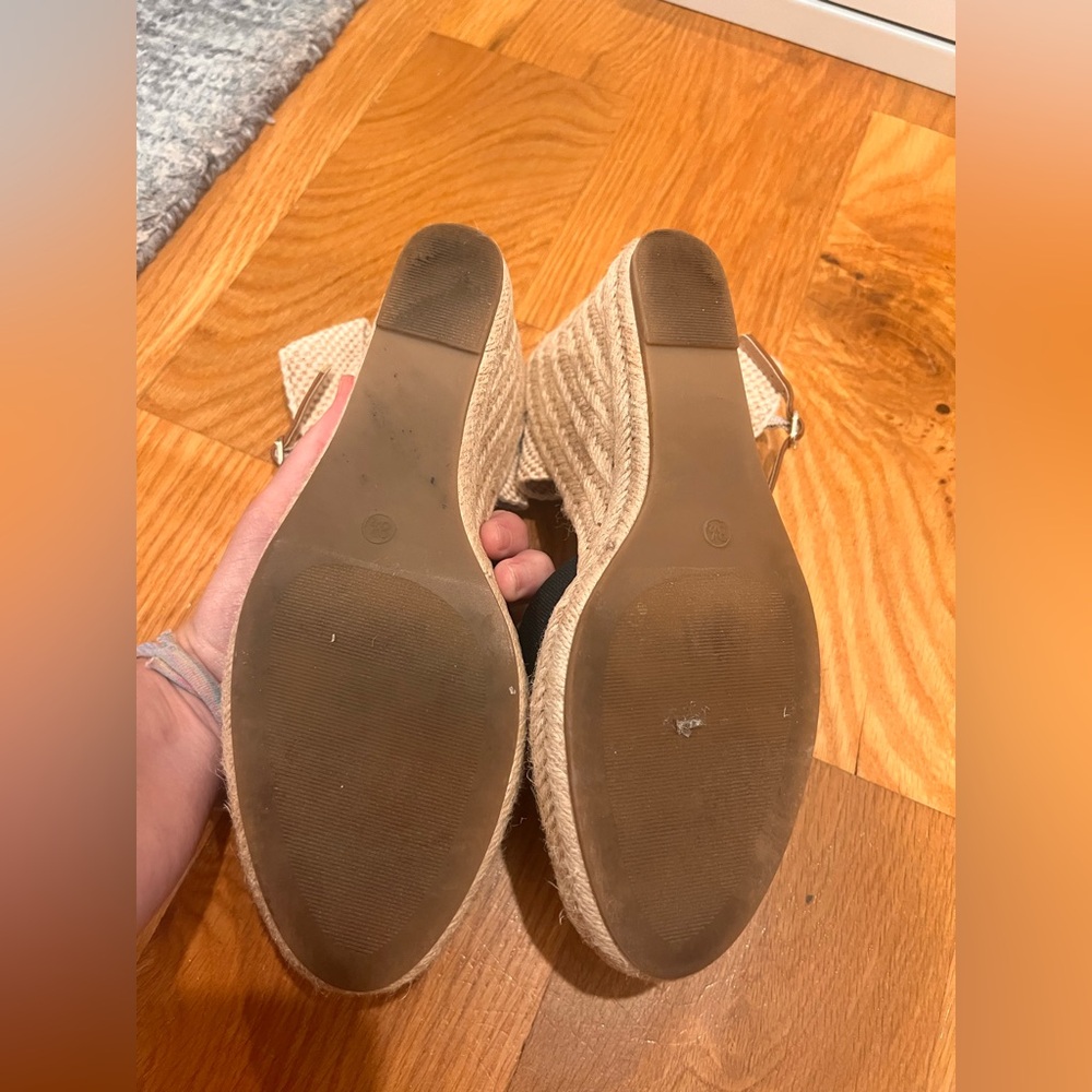 Espadrille Wedges | Size 8.5 | Black with natural and cognac - Picture 8 of 12